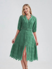 Vestido Midi Soltinho Verano Vestido Feminino 003 Loja Modéstia Verde Escuro P 