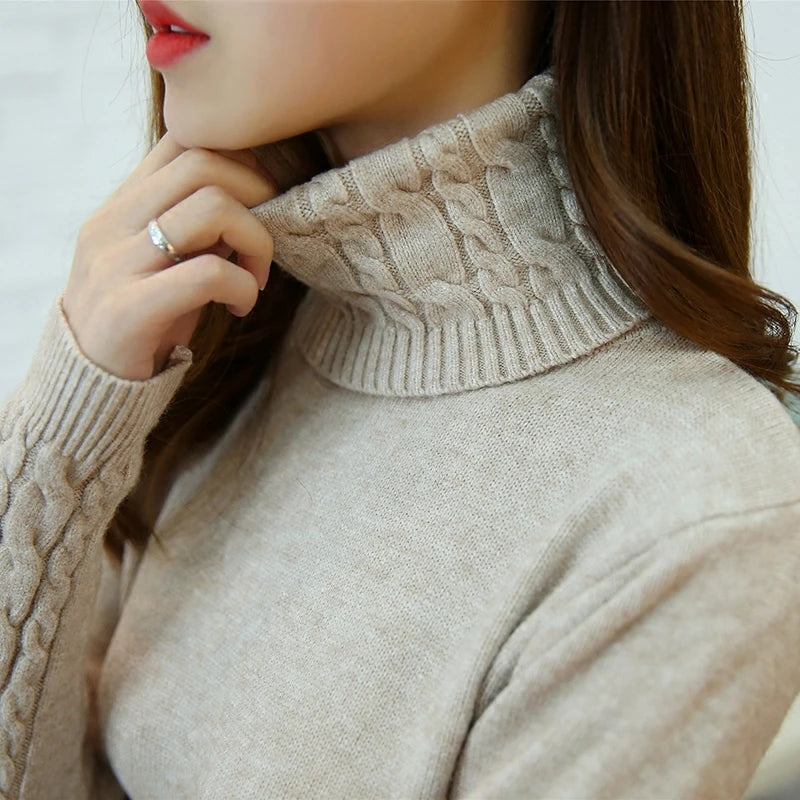 Suéter de Lã Gola Alta Feminino Loja Modéstia