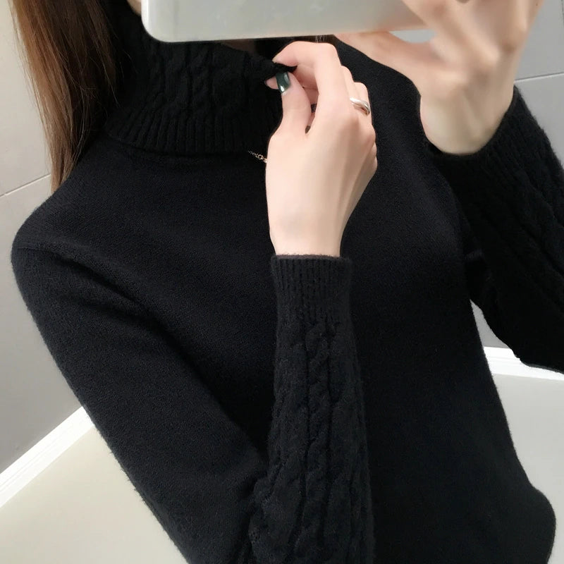 Suéter de Lã Gola Alta Feminino Loja Modéstia